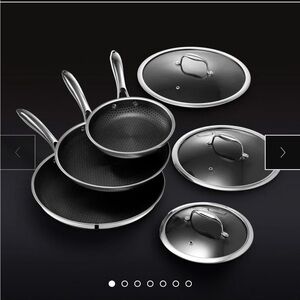 NIB Hexclad Fry Pan Set with Lids, 6-pc